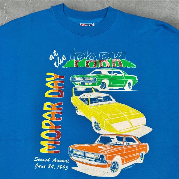 Vintage 1995 Mopar Day at the Park Classic Car Show Single Stitch TShirt - Large - Picture 2 of 8